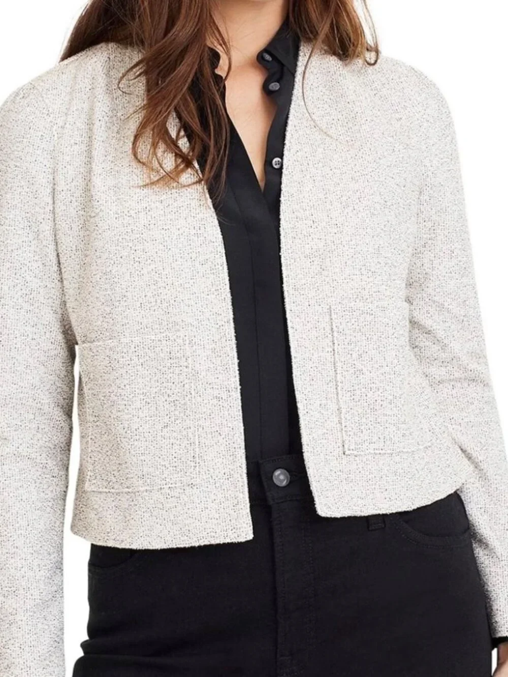 J. Crew 365 Cream Bouclé Work Business Casual Open Blazer Women Size Medium
